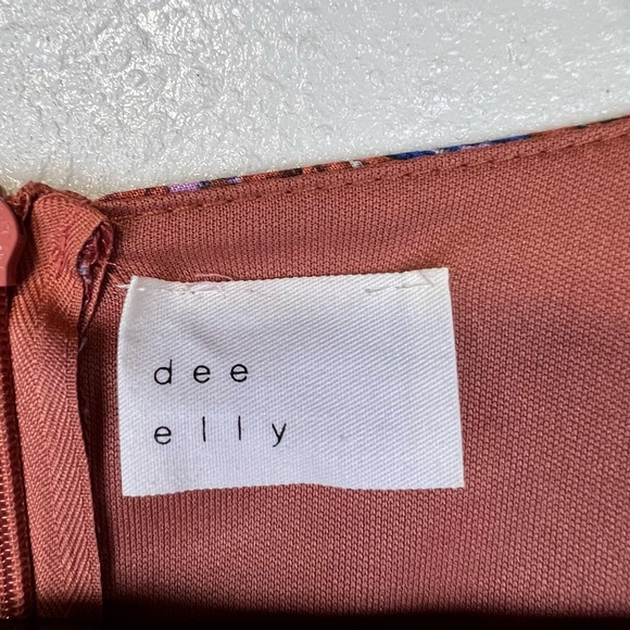 Dee Elly Blue and Orange Fall Floral Crop Jumpsuit Wide Leg Medium - Picture 3 of 5